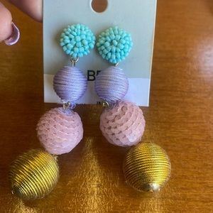 BP Nordstrom Multi color round sequin beaded texture drop round ball earrings